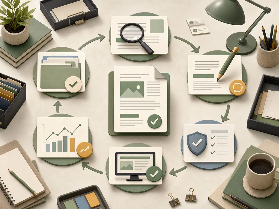 Content Refresh Workflow for SEO and GEO shown as a technical dashboard for SEO and GEO implementation work