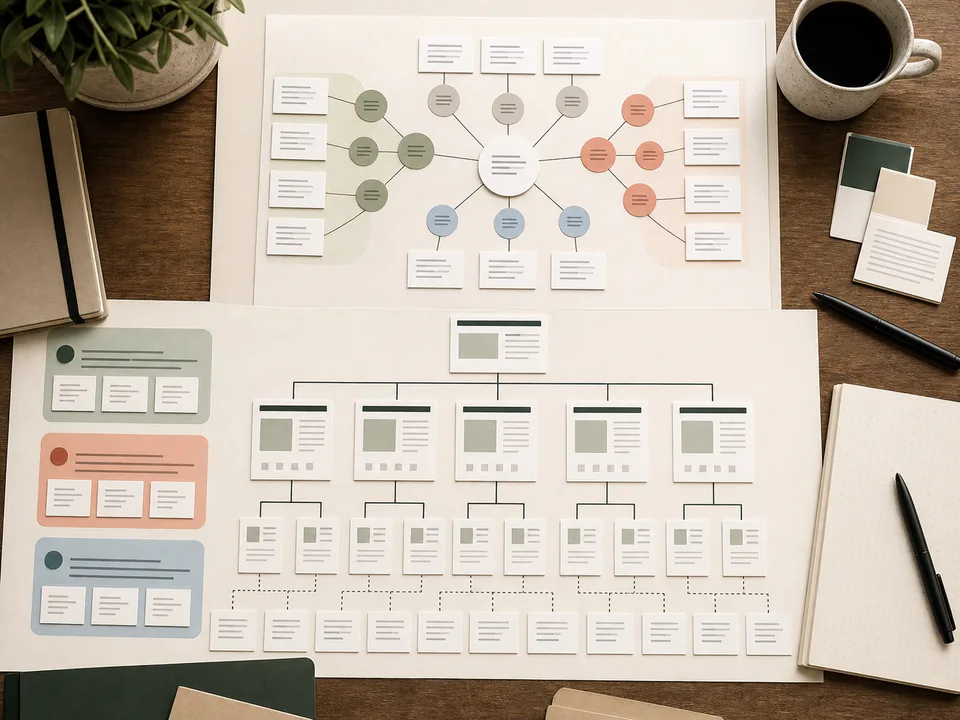 Keyword Research That Turns Into a Page Map shown as a technical dashboard for SEO and GEO implementation work