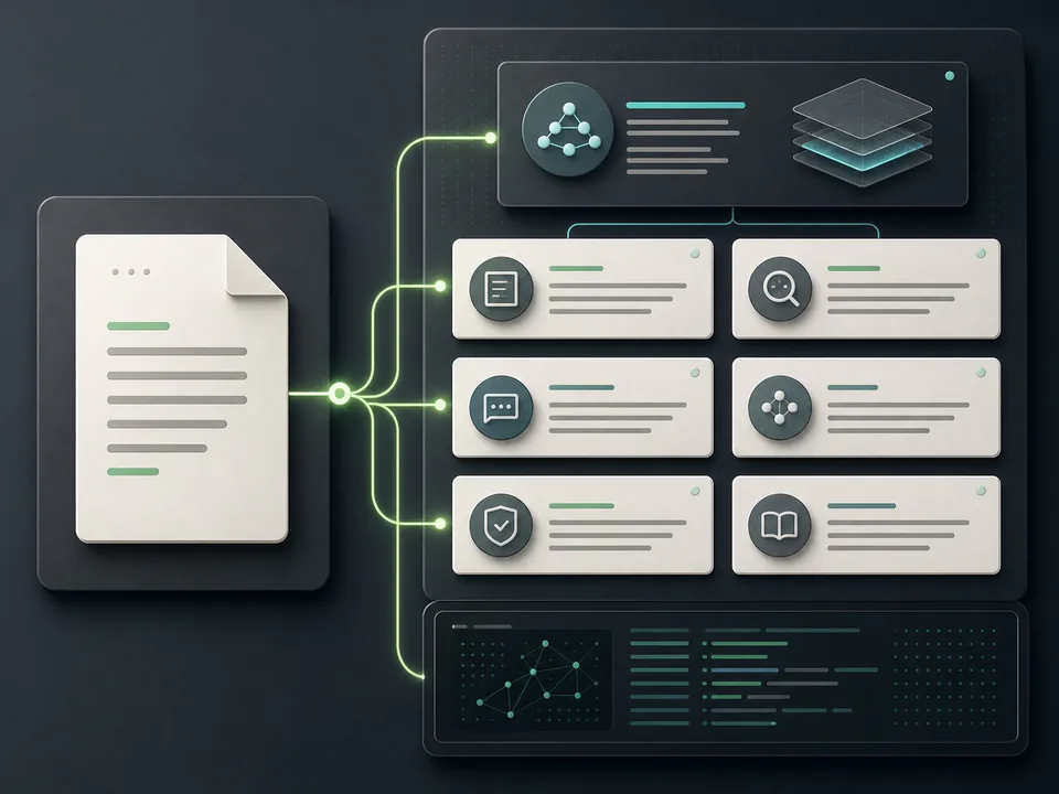 llms.txt and AI-Readable Documentation shown as a technical dashboard for SEO and GEO implementation work