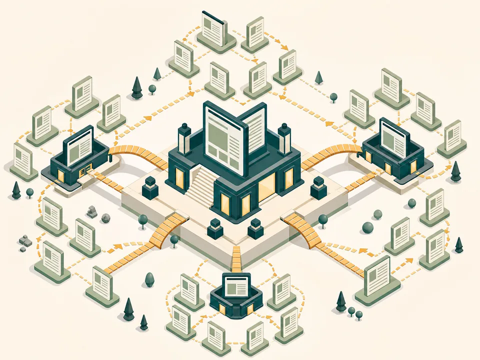Site Architecture and Internal Linking for SEO shown as a technical dashboard for SEO and GEO implementation work