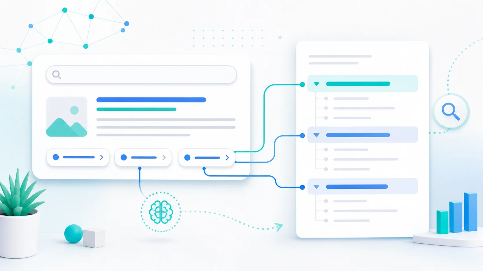Illustration showing search result section links mapped to article headings and document structure